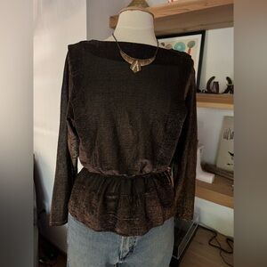 Vintage 80’s Teddi Brand Black and Gold Metallic Women's Top